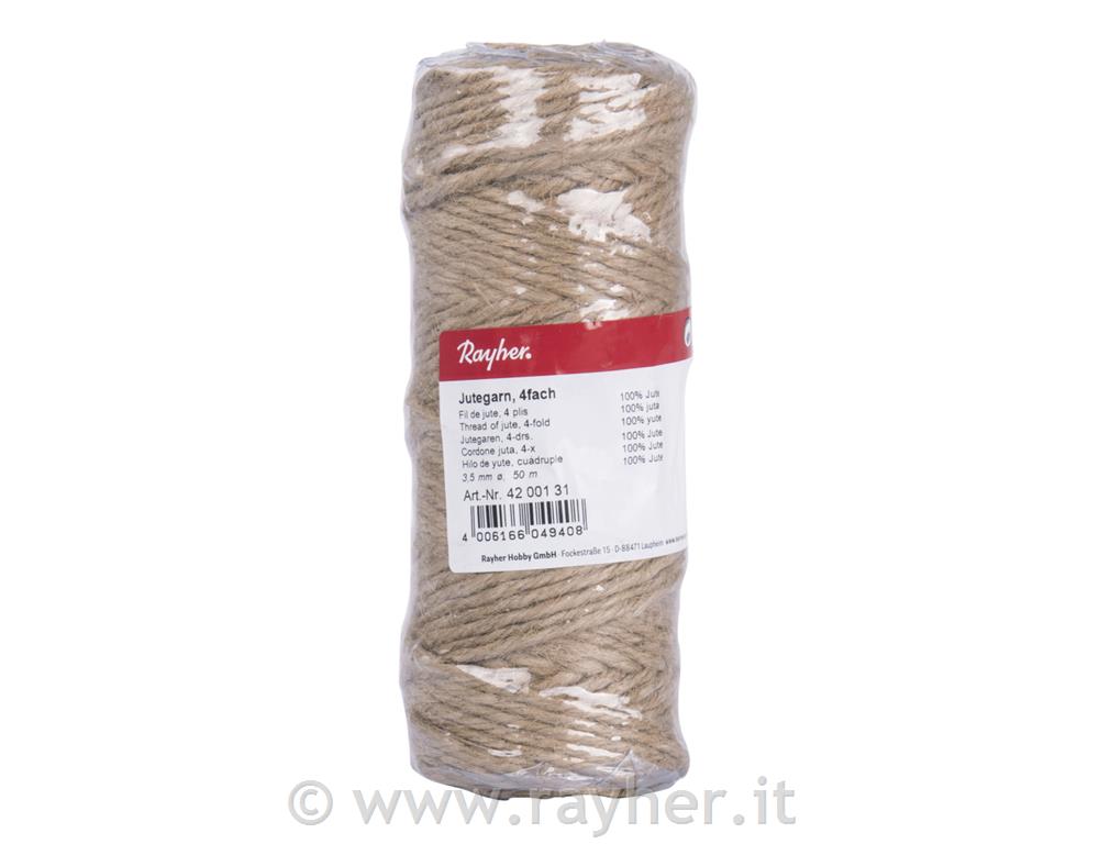 Vrv iz jute, 4-slojna, 3,5 mm o, naravna, navoj 50 m