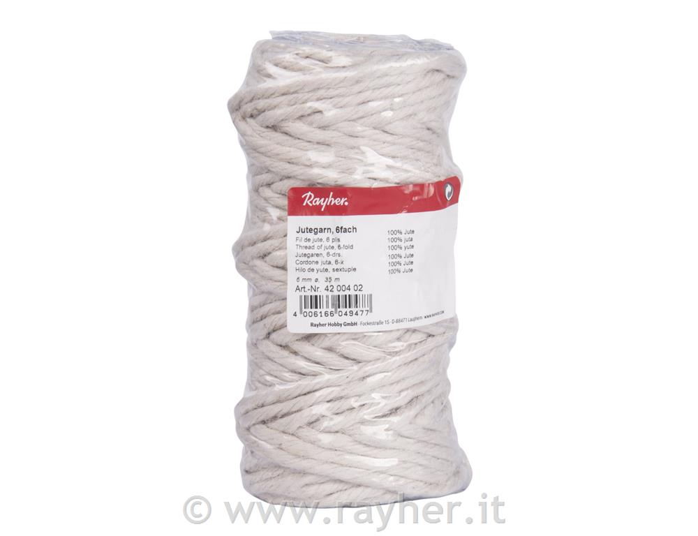 Thread of jute, 6-fold, 6 mm o, white,