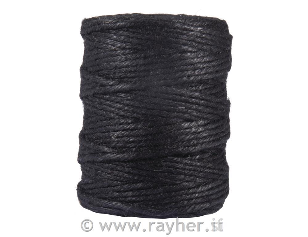 Thread of jute, 6-fold, 6mm o, black, spool 120m