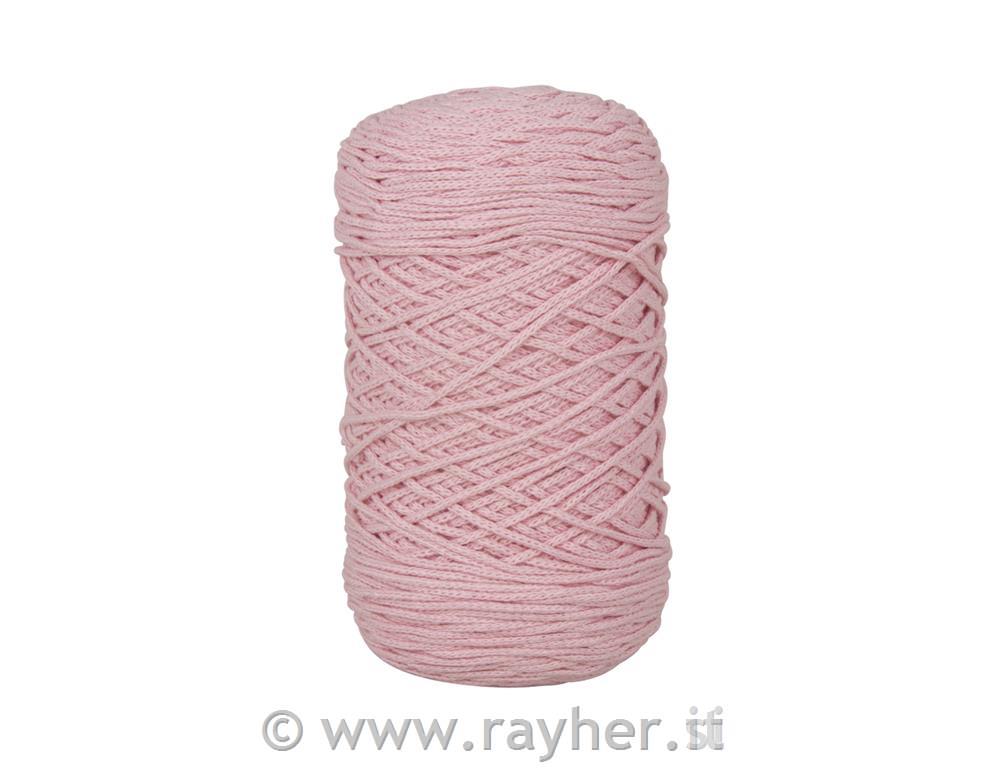 Filo Braidy riciclato, intrecciato, 2mm, rosa cipria, (gomitolo 250g), gomitolo