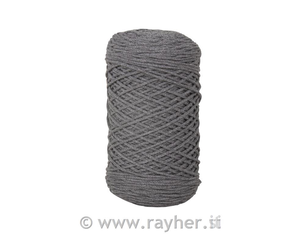 Filo Braidy riciclato, intrecciato, 2mm, grigio pietra, (gomitolo 250g), gomito