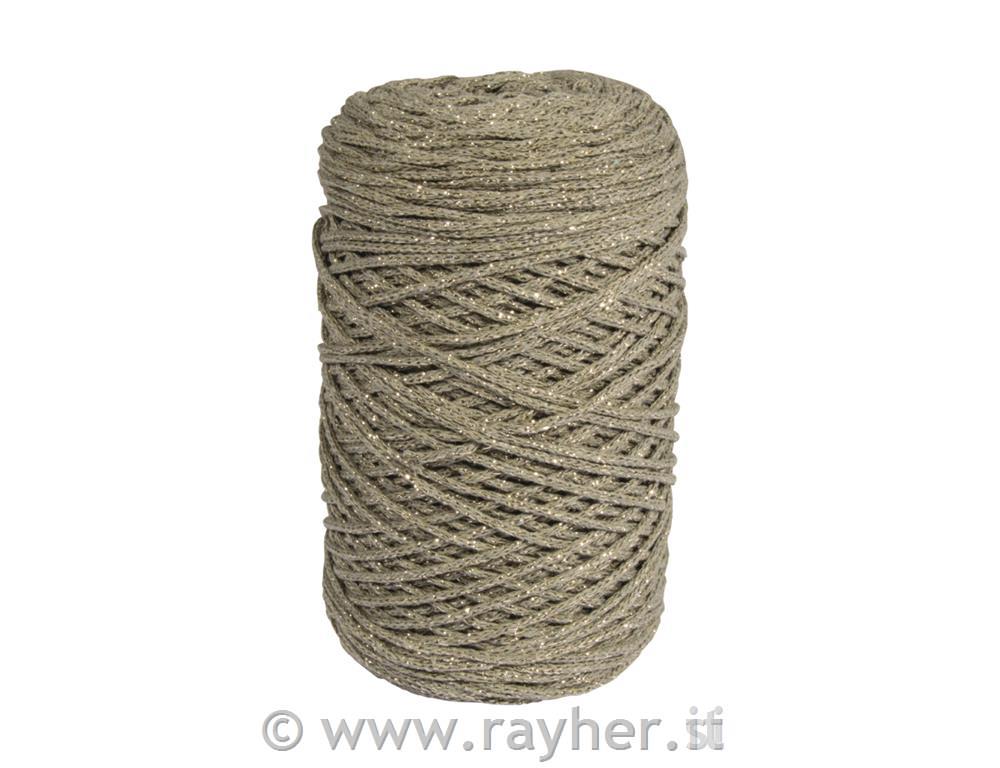 Braidy Recycling yarn w.gold thread 2 mm, red, braided, approx.240m, 250g
