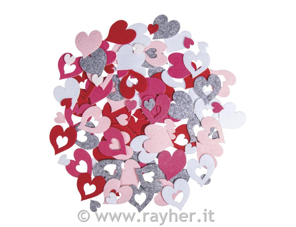 Sagome in feltro, Cuoricini, adesivi