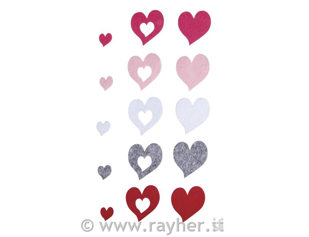 Sagome in feltro, Cuoricini, adesivi