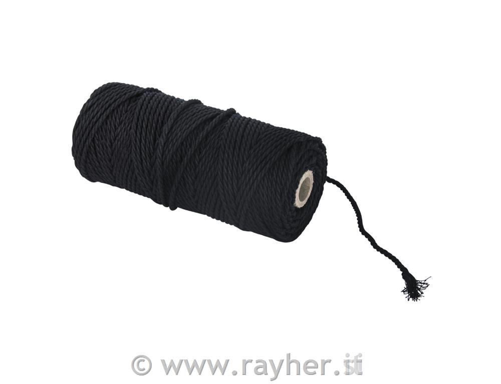 Yarn, 3.7mm o, black, approx.280g, spool70m