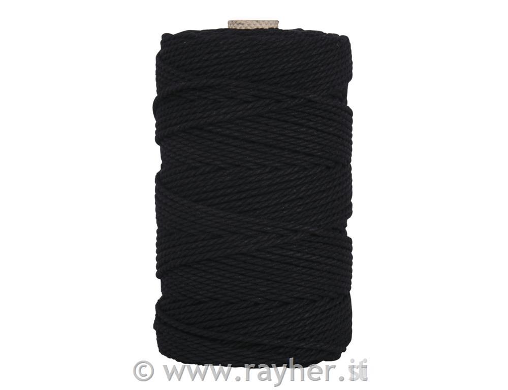Yarn, 3.7mm o, black, ca. 500g, Spool 141m