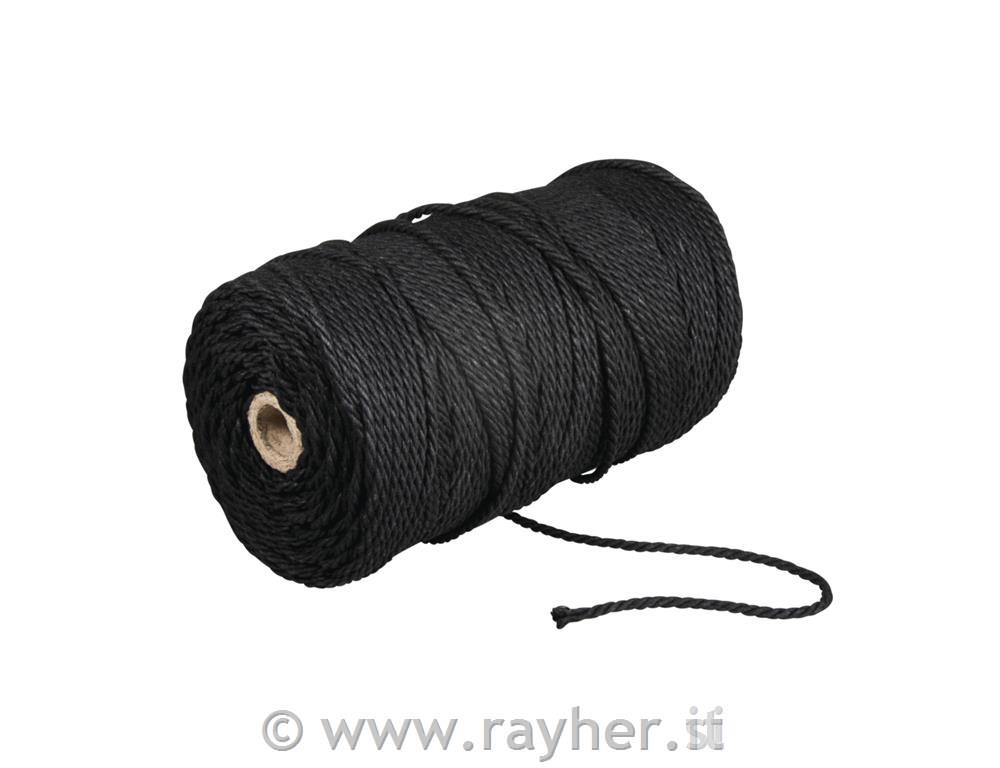 Yarn, 3.7mm o, black, ca. 500g, Spool 141m