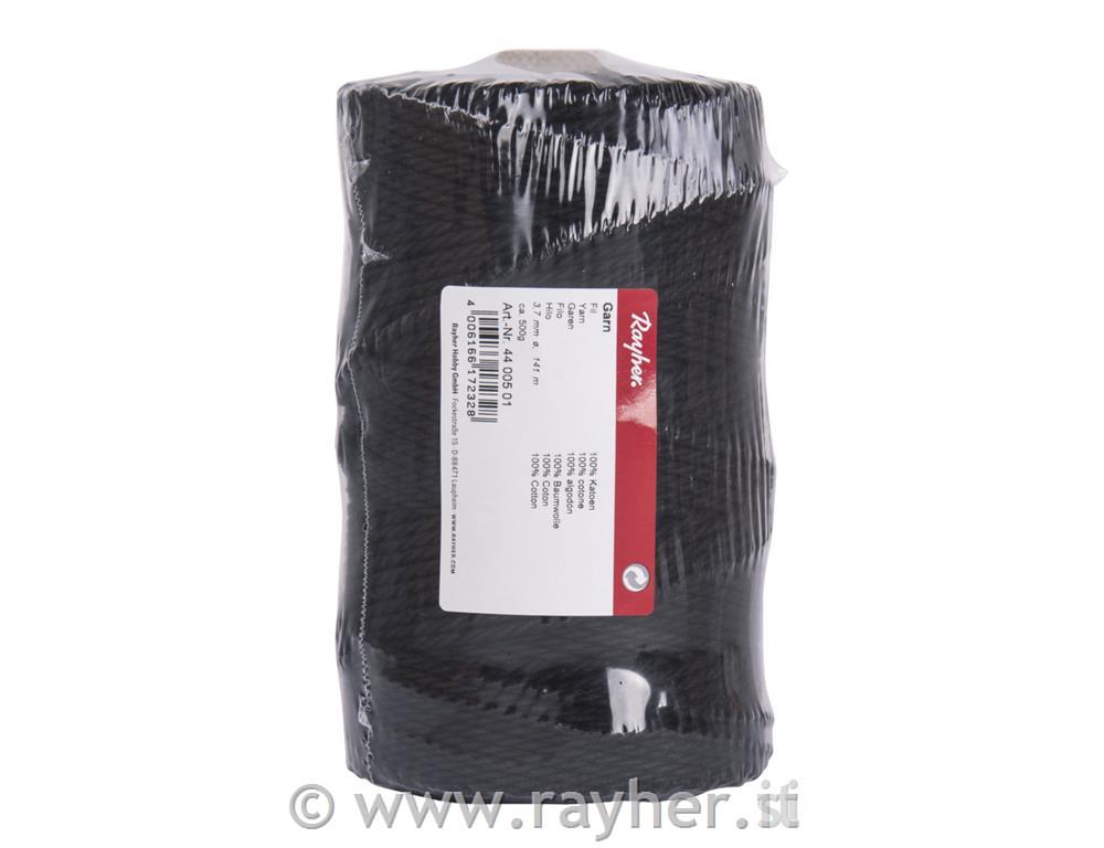 Yarn, 3.7mm o, black, ca. 500g, Spool 141m