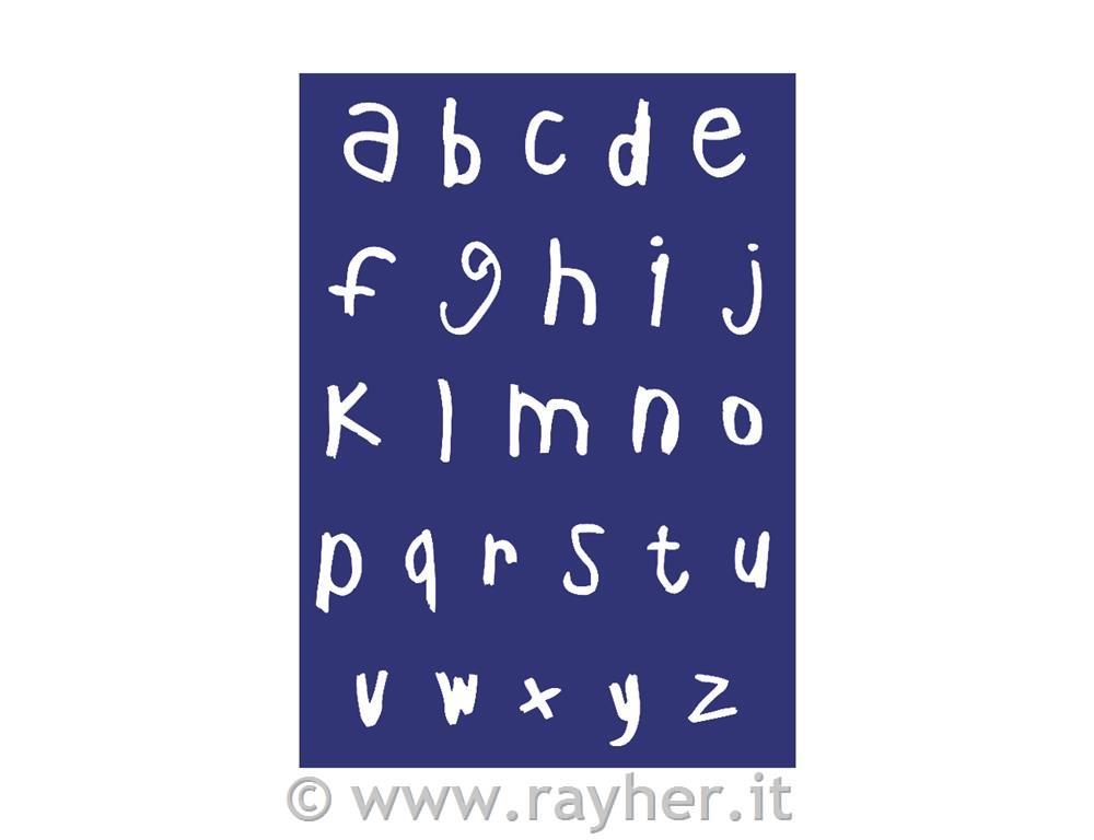 mascherina: alfabeto-minuscoleDIN A4, 1 mascherina + racla in bustacalligrafia