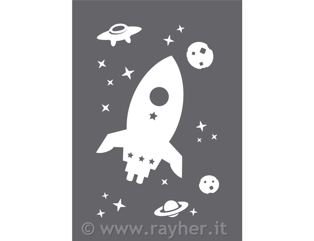 Stencil "Space" A51 stencil + 1 squeegee, tab-bag