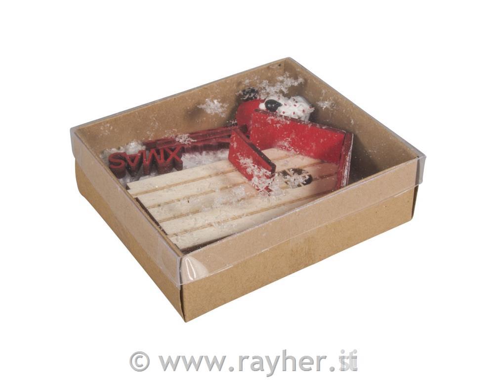 Maketa lesena, Praznična hiša, 9cm,9 delni set, rdeča