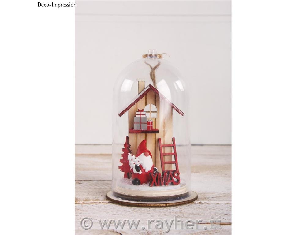 Maketa lesena, Praznična hiša, 9cm,9 delni set, rdeča