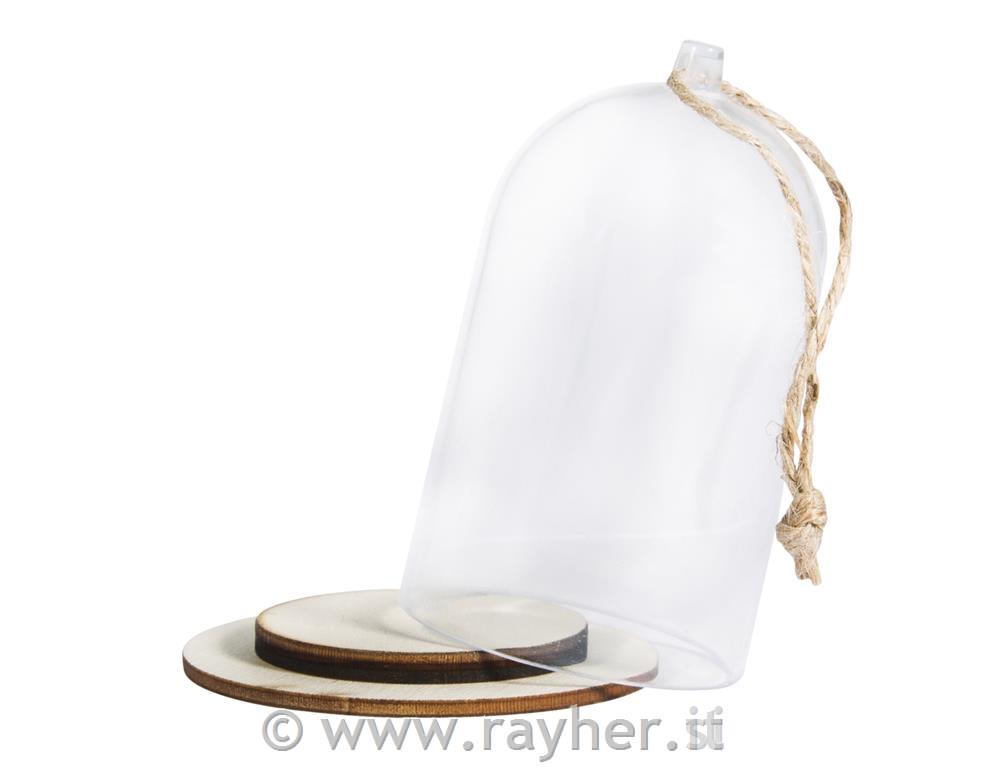 Cuffia plastica con base, 6cm o9cm, con cordoncino juta