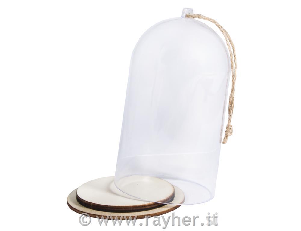 Cuffia plastica con base, 8cm o13cm, con cordoncino juta