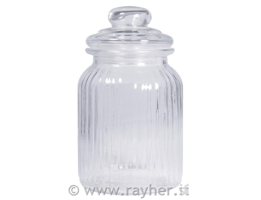 Barattolo provviste, scanalato, 11cm o,18,5cm, con coperchio, 925ml