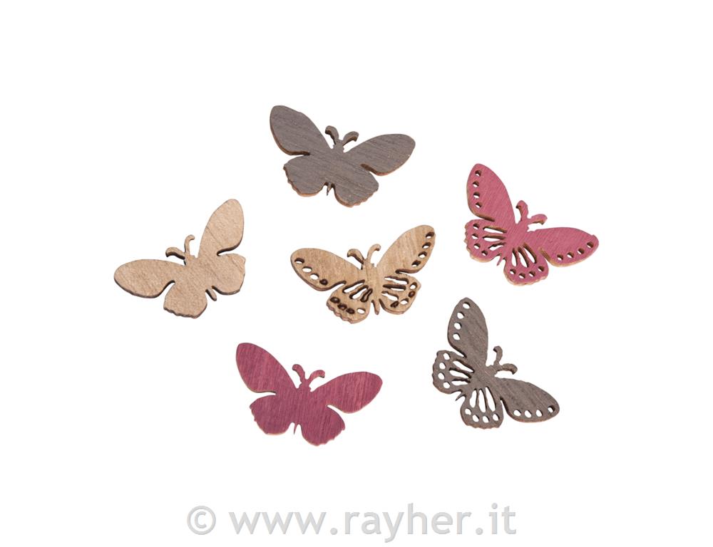 Small wooden objects Butterfly, 2.5x1.2cm, tab-bag 24pcs