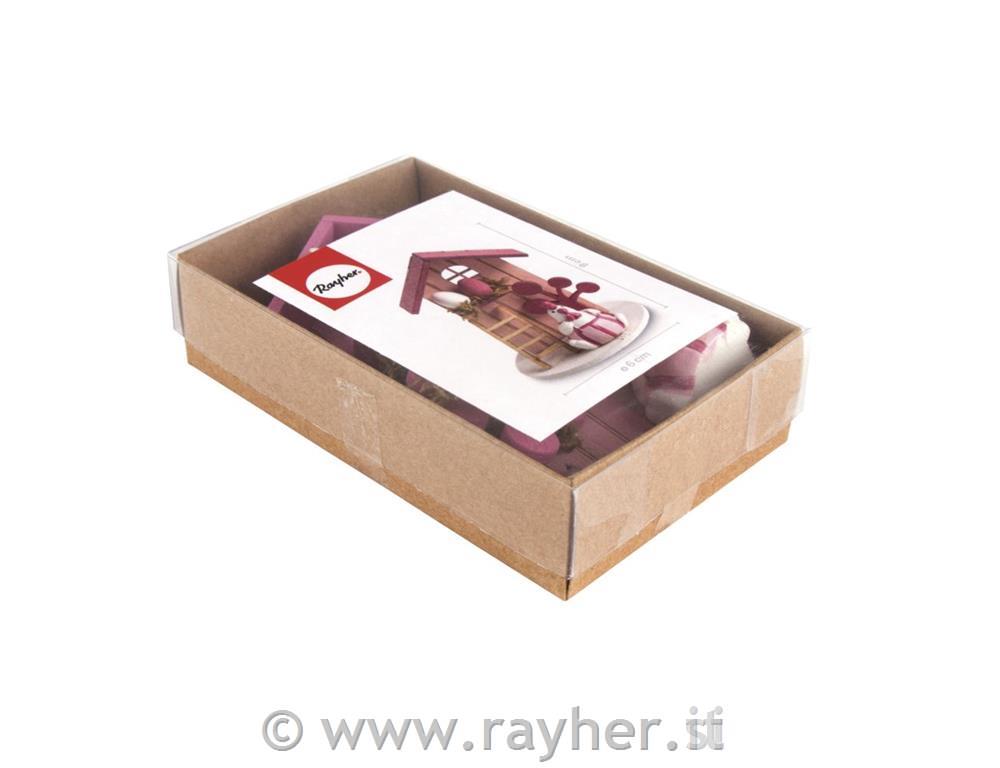 Legno deco casa estiva, 6cm o, rosa/fucsia, 9cm, 8pz, box 1set