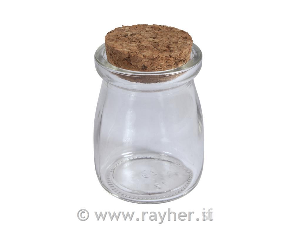 Steklen vrček s pluta zamaškom, v: 7cm, 100ml