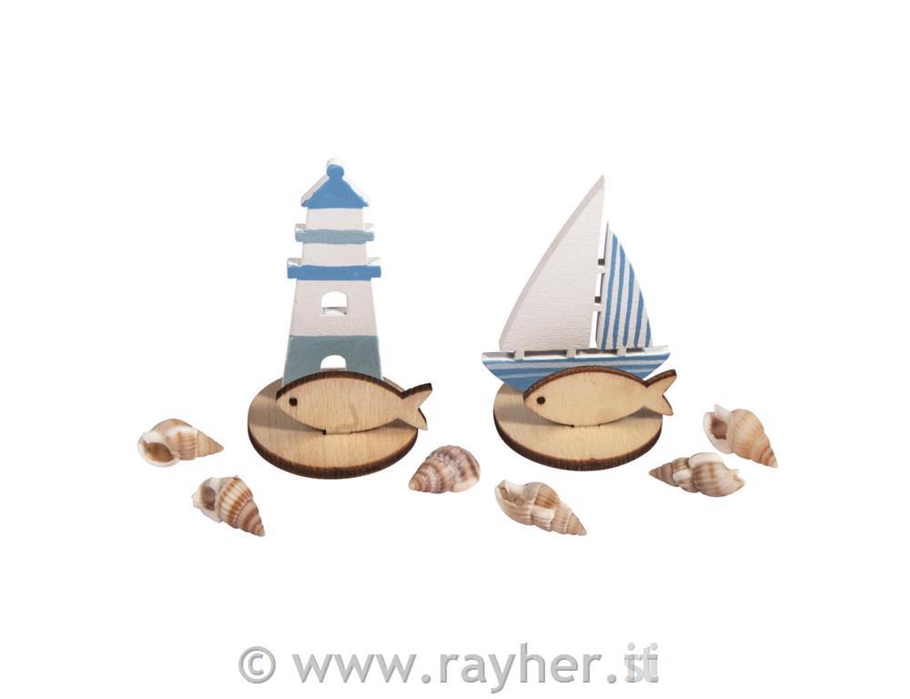 Miniature legno marittimo, 2 tipi, bus.blis. 2set