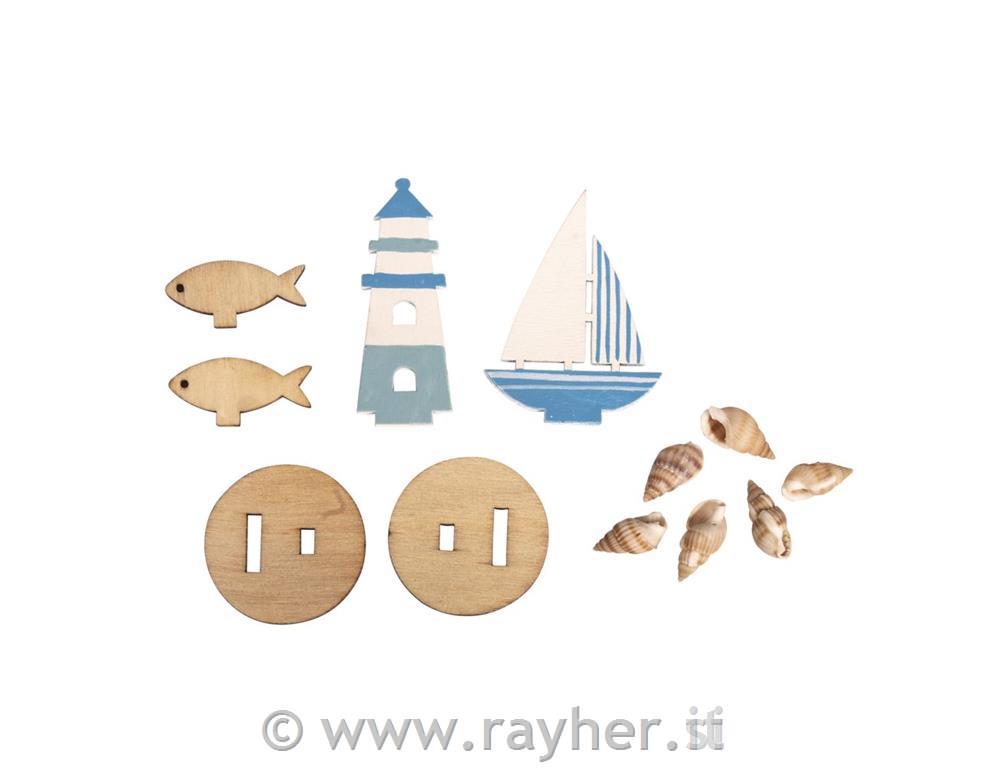 Miniature legno marittimo, 2 tipi, bus.blis. 2set