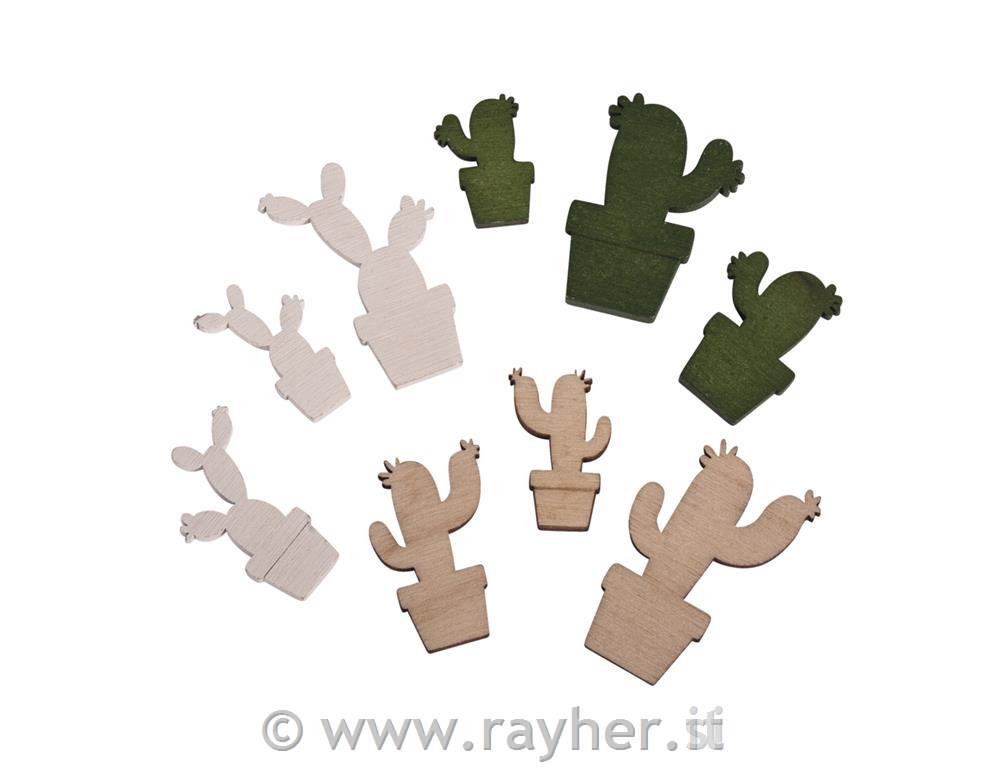 Miniature-legno cactus, FSC 100 %, 1,4-2,5x2,1-3,8cm, bus.blis. 18pz