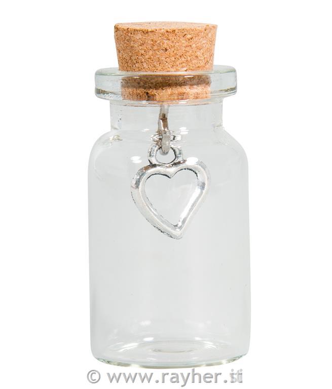 Mini steklenička s srčkom, 4.5cm, 4 kosi