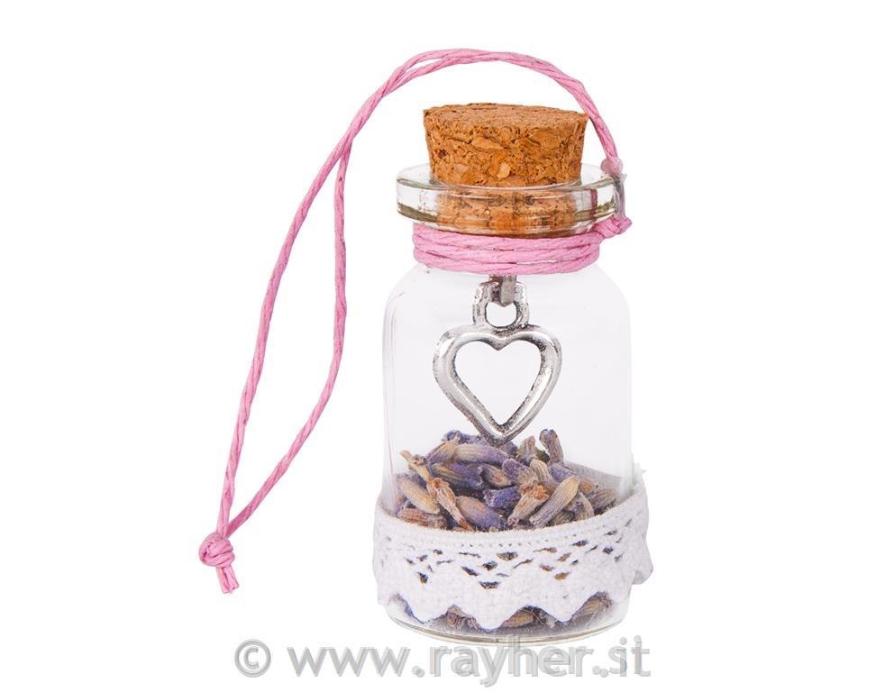 Mini steklenička s srčkom, 4.5cm, 4 kosi