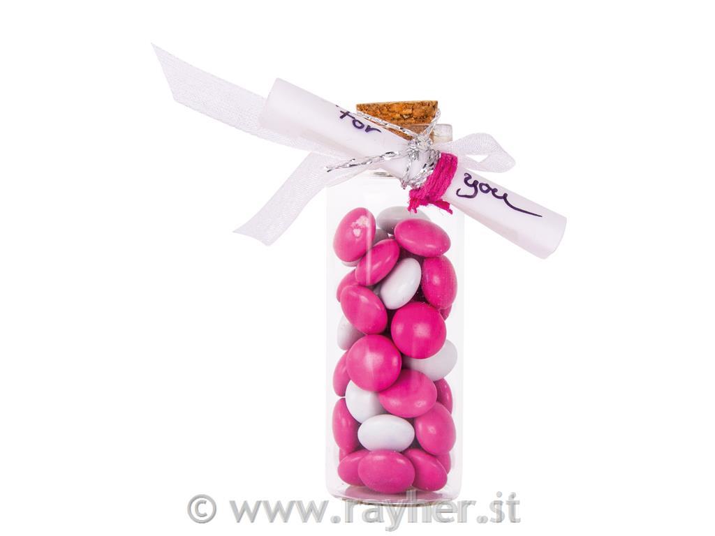 Recipiente vetro c.coperchio sughero, 2,, 6,5cm, 20ml, apertura 1,2cm, box 3pz