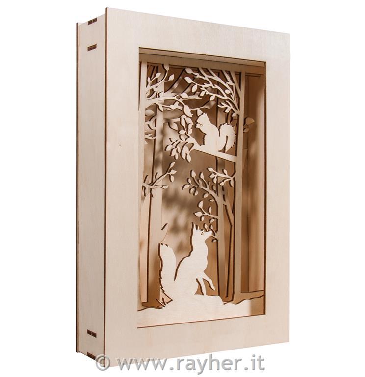 Kit bricolage legno cornice 3D, bosco, F, 20x30x6,6cm, 15 pz, 1set
