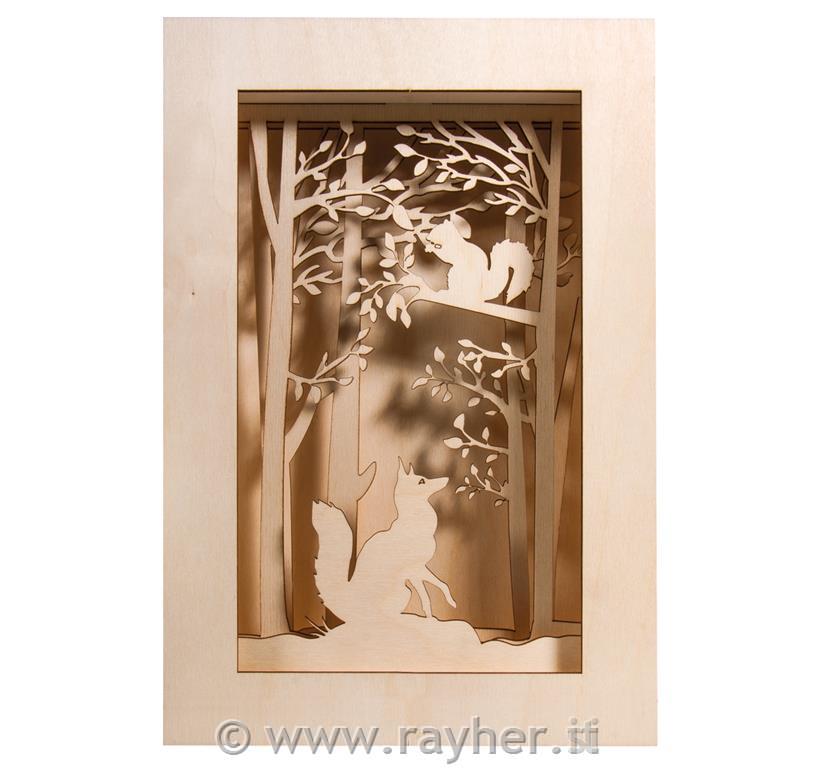 Kit bricolage legno cornice 3D, bosco, F, 20x30x6,6cm, 15 pz, 1set