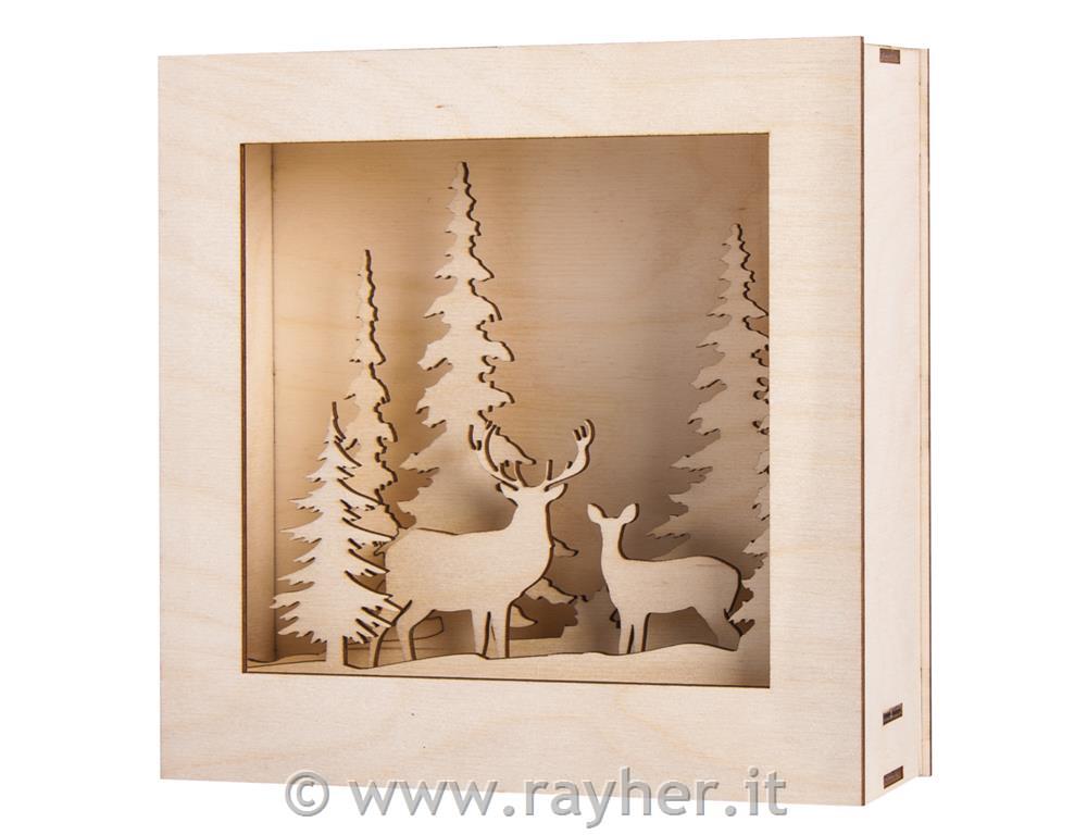 Kit legno cornici 3D, inverno,FSC100%, 20x20x6,6cm, 14pz, 1set