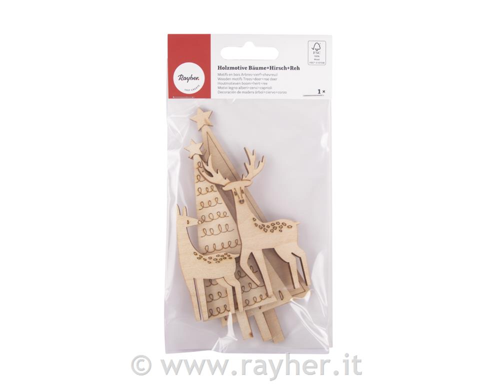 Motivi legno alberi+cervi+caprioli