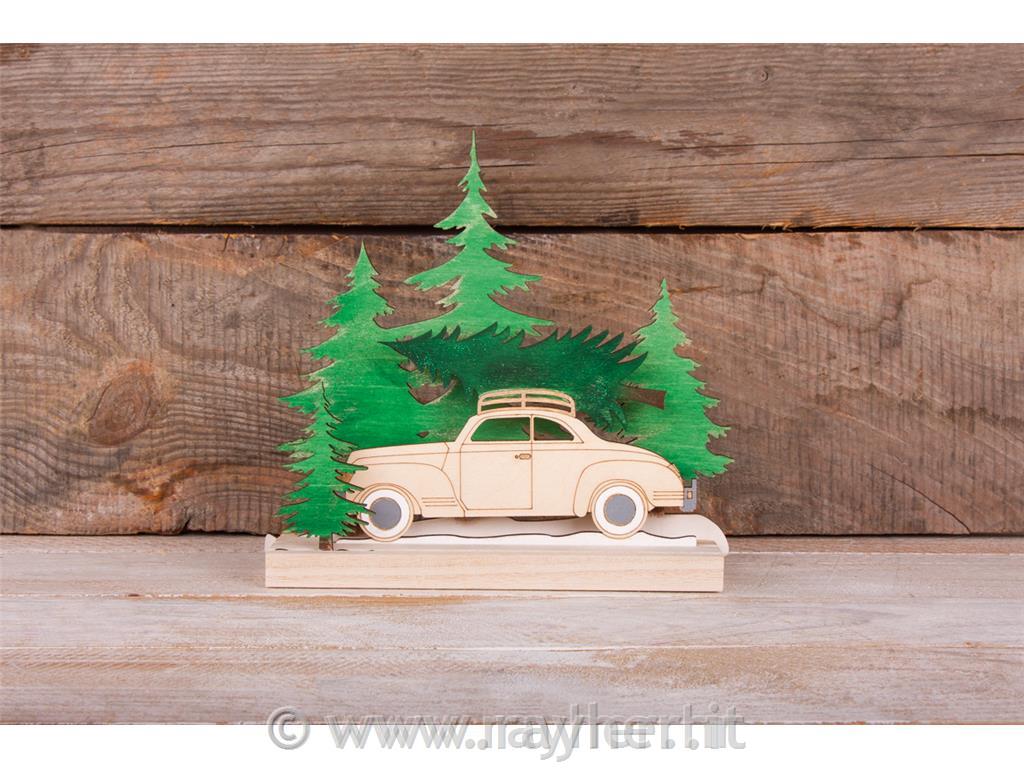 Wood.motifs Trees & Car, FSC100%, 20x17.5cm, tab-bag 3pcs