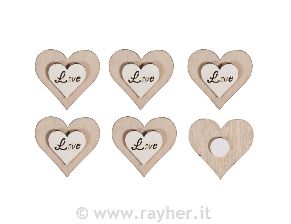Wood.small object Heart "Love", 3.5cm o,w. adh. dot, tab-bag 8pcs
