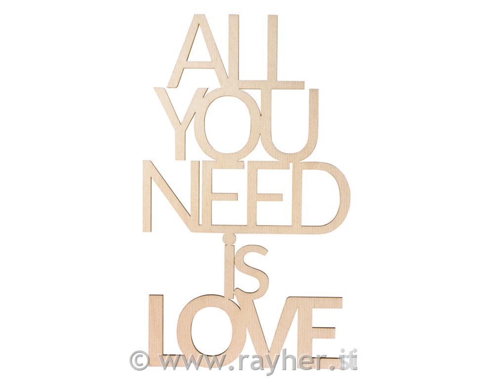 Lesen napis "All you need is love" 12.4x21.8x0.4cm,
