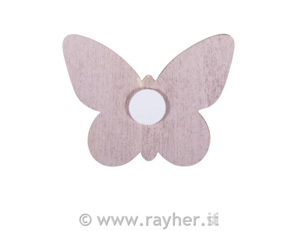 Farfalle legno, 5x4x0,5cm, c. punti ad.,bus.blis. 6pz