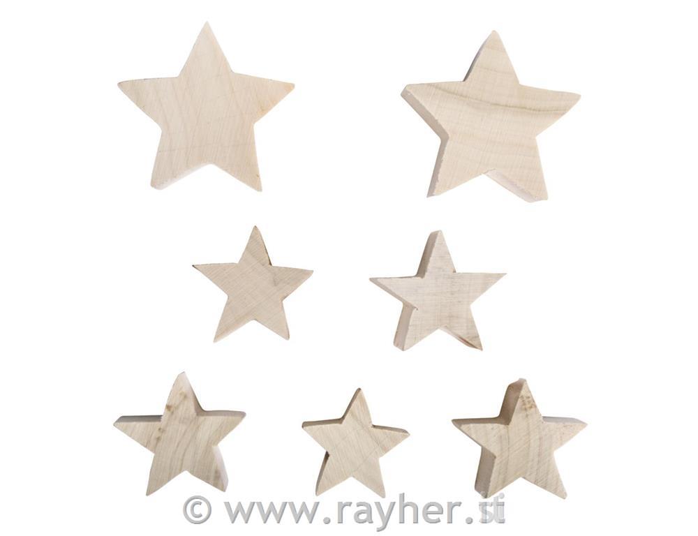 Stelle legno, assortito, naturale, 2x6cm+ 5x4cm, box 7pz
