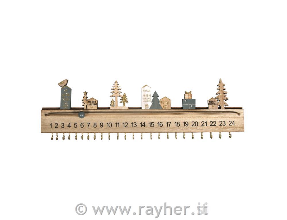 Calendario dell'avvento legno,+ganci per appendere,box 1p