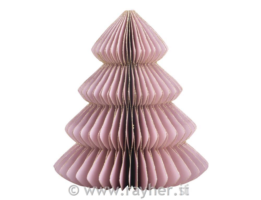 Paper ornament Tree, FSCMixCred12x15cm, + gold rim, tab-bag 1pcpowder pink