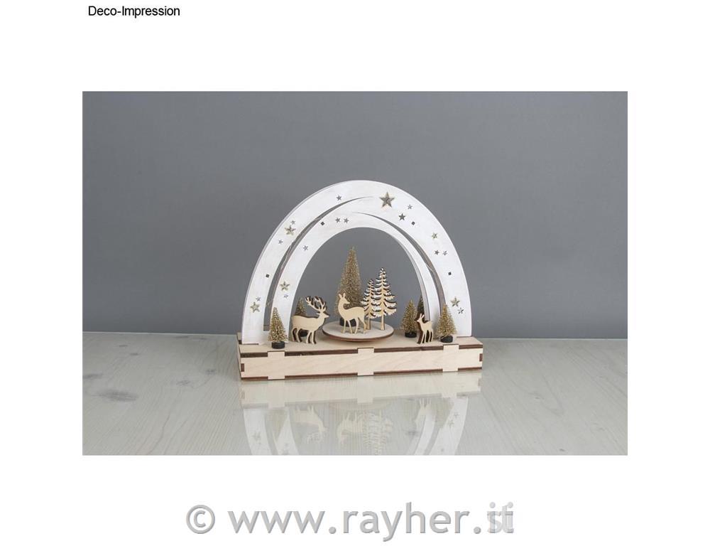 Leseni okraski, Smreke&Jeleni, natur, set 4, 4-8cm