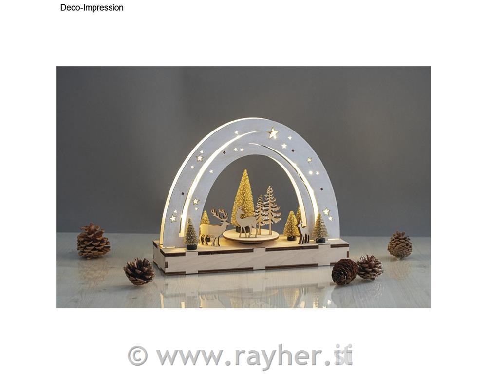 Leseni okraski, Smreke&Jeleni, natur, set 4, 4-8cm