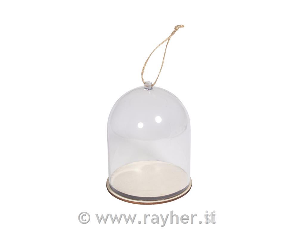 Campana plastica con piedistallo, 9cm o,11cm, con cordoncino juta