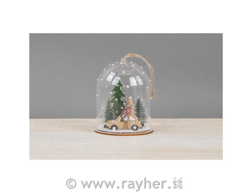 Campana plastica con piedistallo, 9cm o,11cm, con cordoncino juta