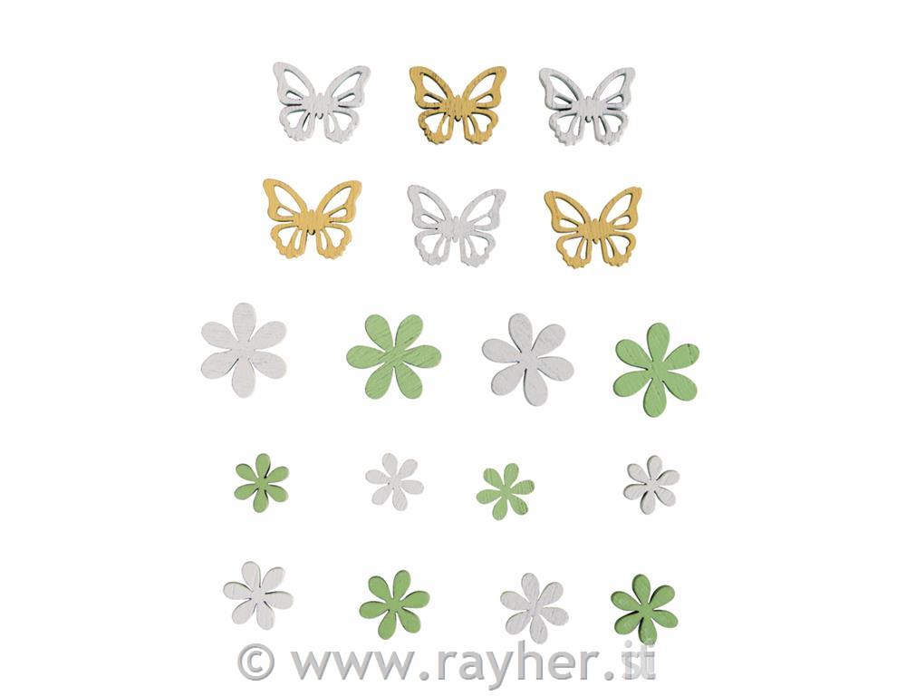 Decorazioni in legno, fiori&farfalle