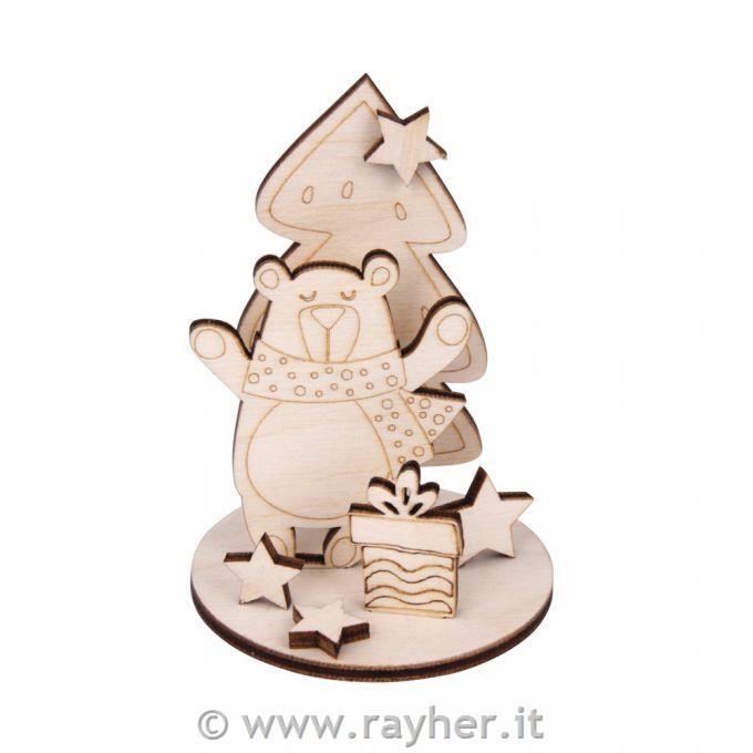 Lesena maketa Praznični medvedek, set 2