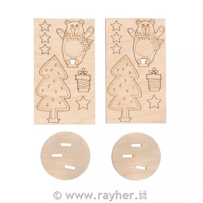 Lesena maketa Praznični medvedek, set 2