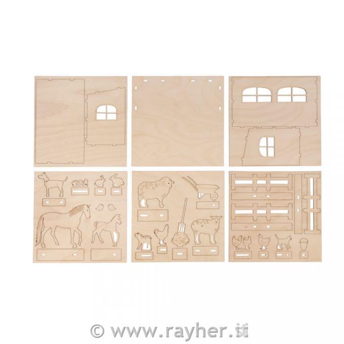 Lesena sestavljanka, Hlev in živali, 45- delna