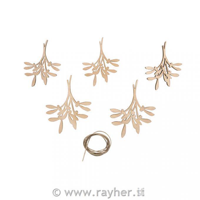 Wooden Miseltoe 8,3-10,3 cm set 5