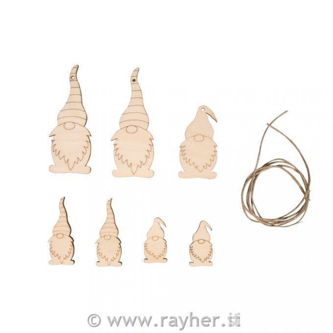 Leseni okraski Škratje 2,5-9 cm set 7