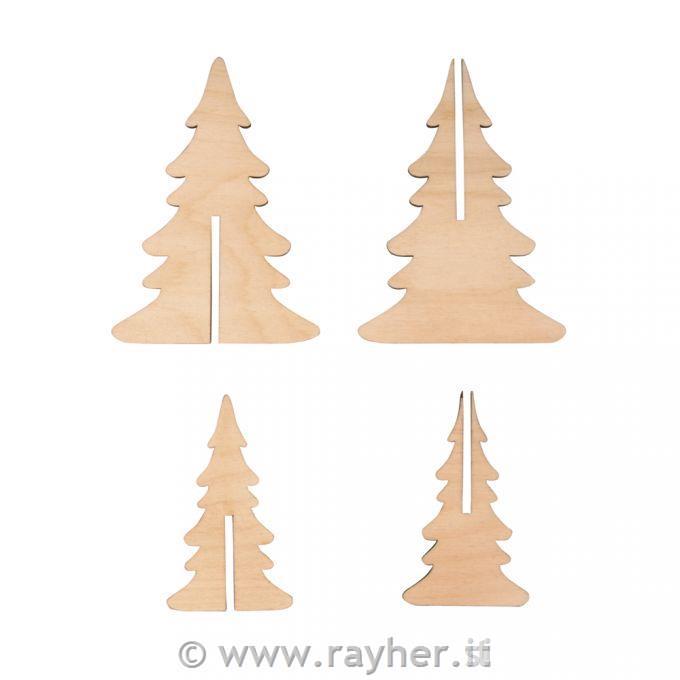 Leseni okraski Smrečica set 2 9,2x14 cm/ 6,7x10 cm